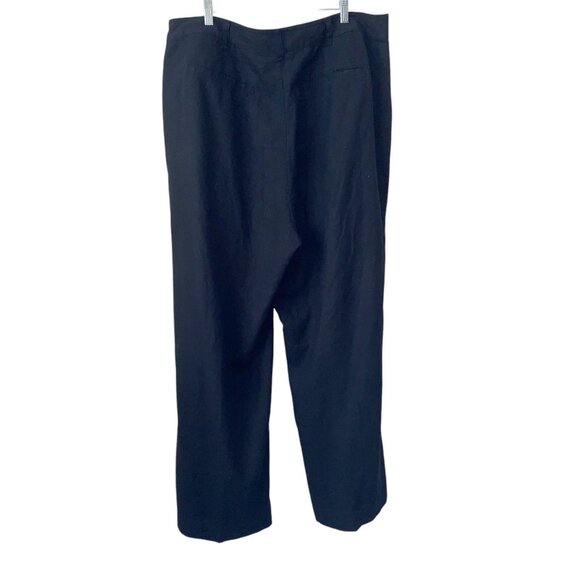 Gap Linen Blend Wide Leg Pants Womens 18 Plus Black Pockets Office Flowy Matrix - Picture 3 of 8